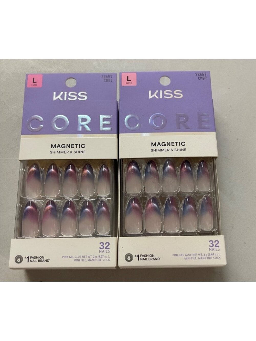 Kiss Core Magnetic Shimmer & Shine Press-On Nails Long Length 32-Pack (2 Boxes)